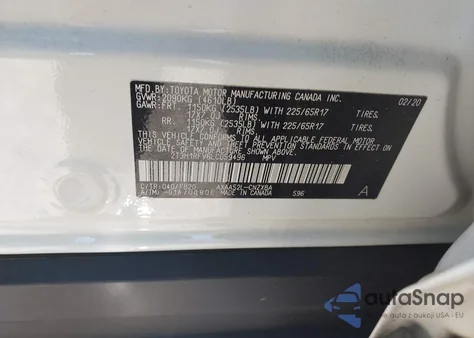 2020 Toyota Rav4 Le z USA, uszkodzony, nr VIN 2T3H1RFV6LC059496